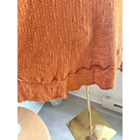 Free People Ocean Air Hacci Top Size Large Copper Orange Bohemian Long Sleeve - Picture 8 of 9